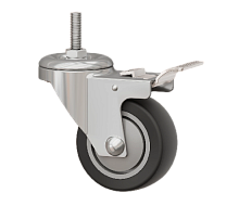 Колесо поворотное с тормозом 75 мм M10, серое